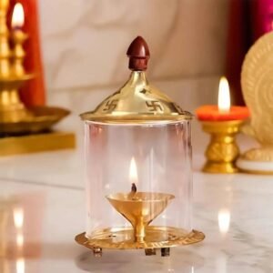 Crinikle Pure Brass Swastik Diya